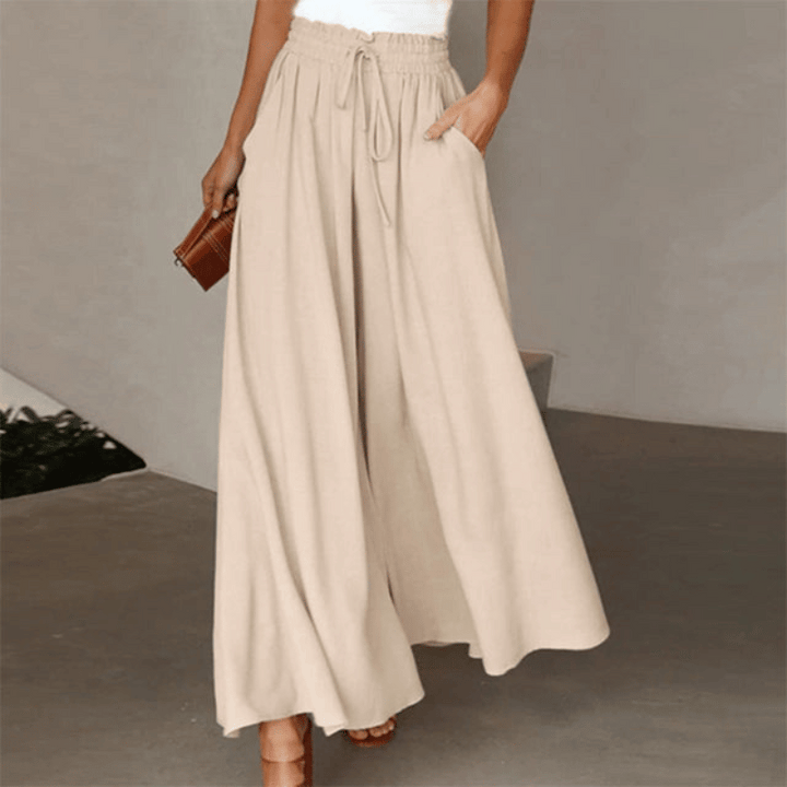 Fließende Damen-Leinenhose mit weitem Bein