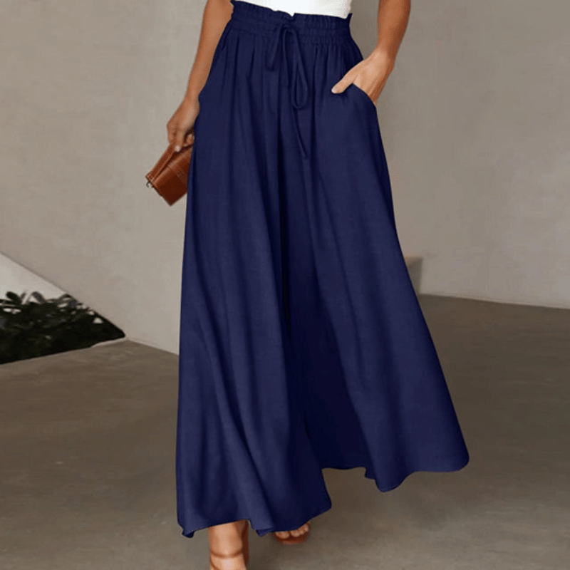 Fließende Damen-Leinenhose mit weitem Bein