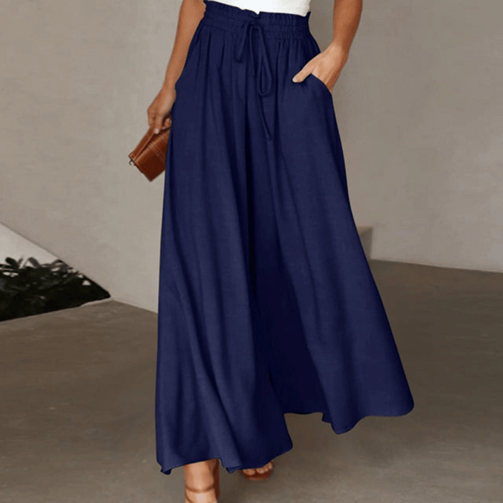Fließende Damen-Leinenhose mit weitem Bein