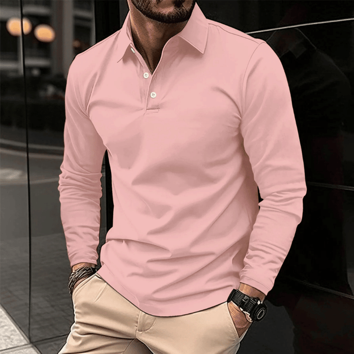 Herren Langarm Polo Klassisch Bequem
