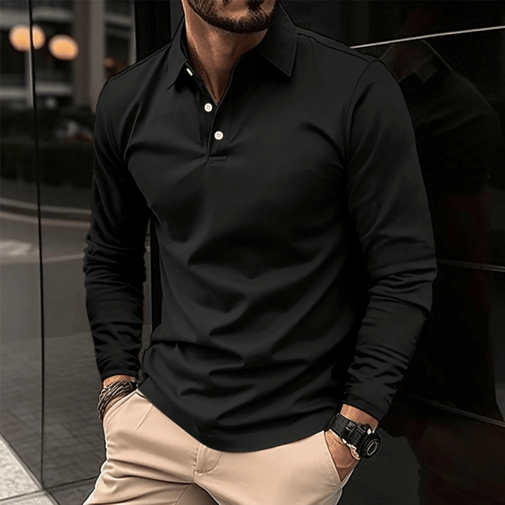 Herren Langarm Polo Klassisch Bequem