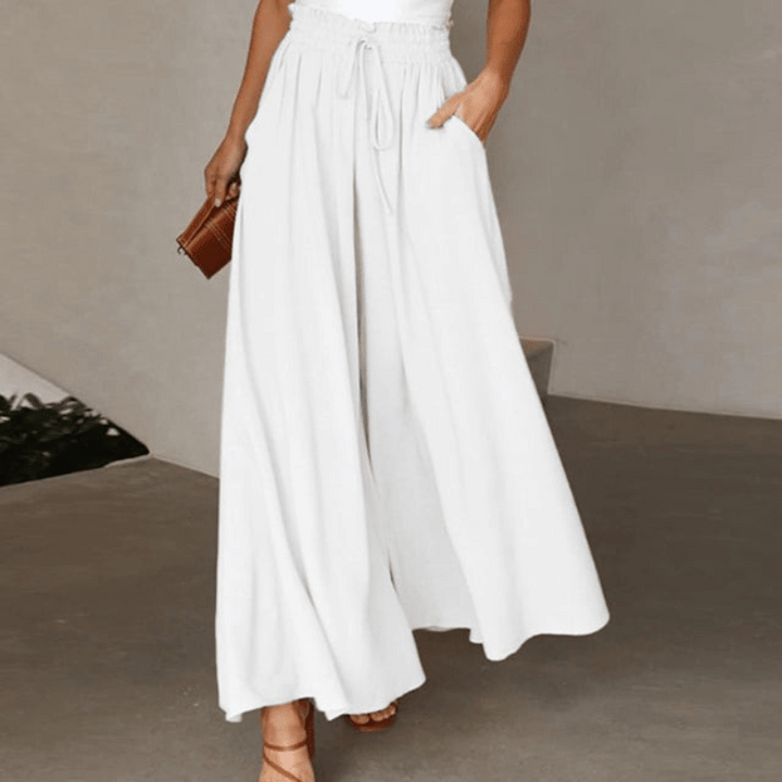 Fließende Damen-Leinenhose mit weitem Bein