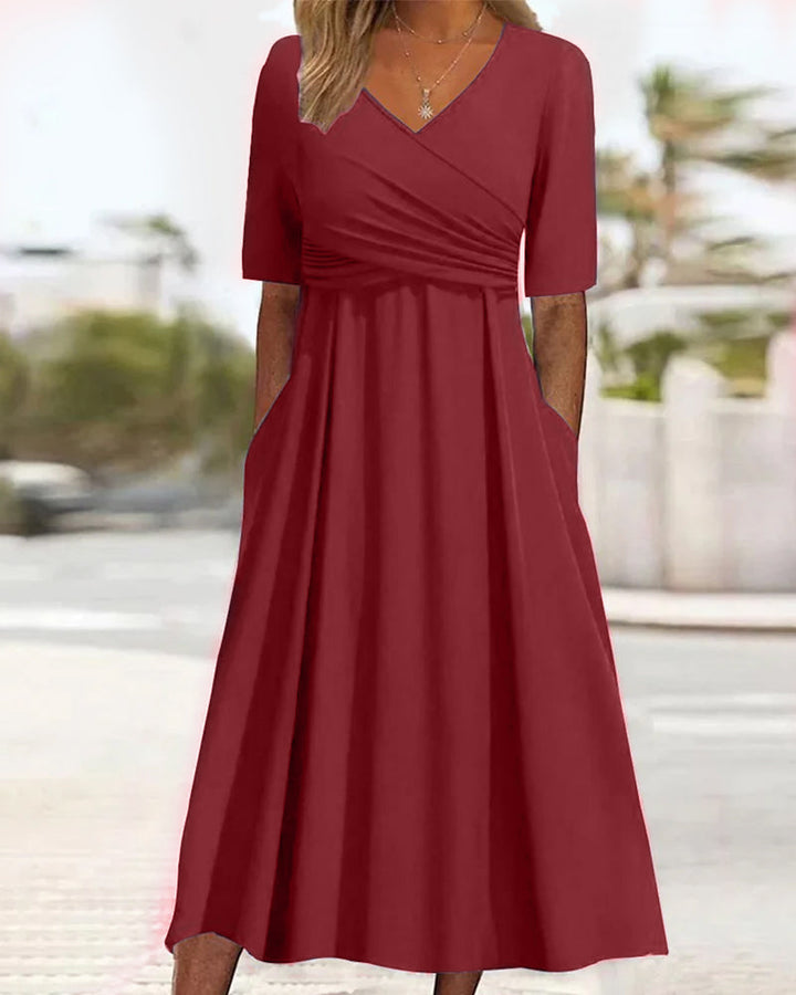 Linea | Damen Midikleid mit V-Ausschnitt mit Taschen | Mühelos