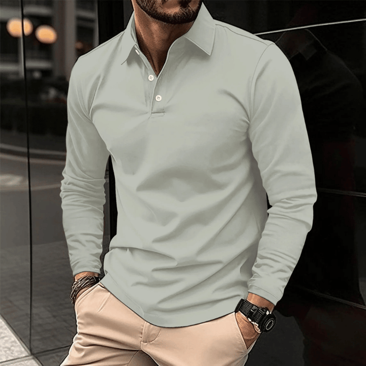 Herren Langarm Polo Klassisch Bequem