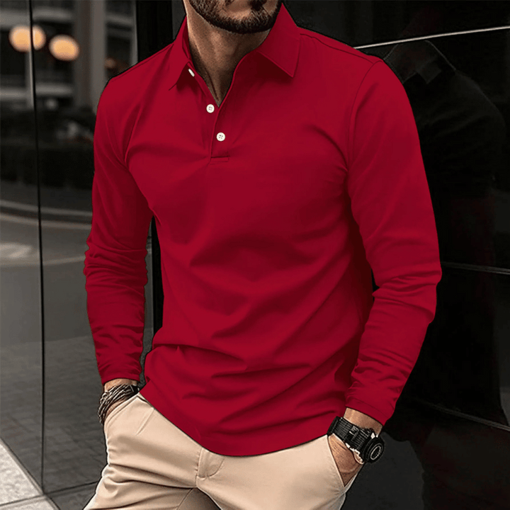 Herren Langarm Polo Klassisch Bequem