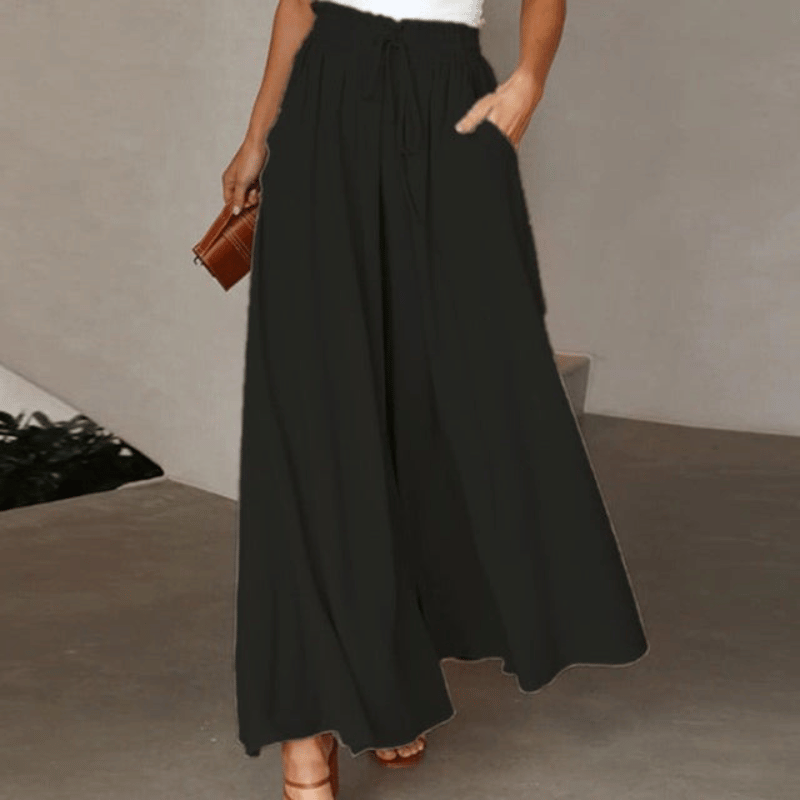 Fließende Damen-Leinenhose mit weitem Bein