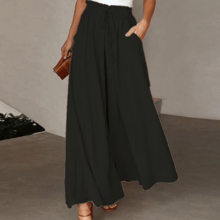 Fließende Damen-Leinenhose mit weitem Bein