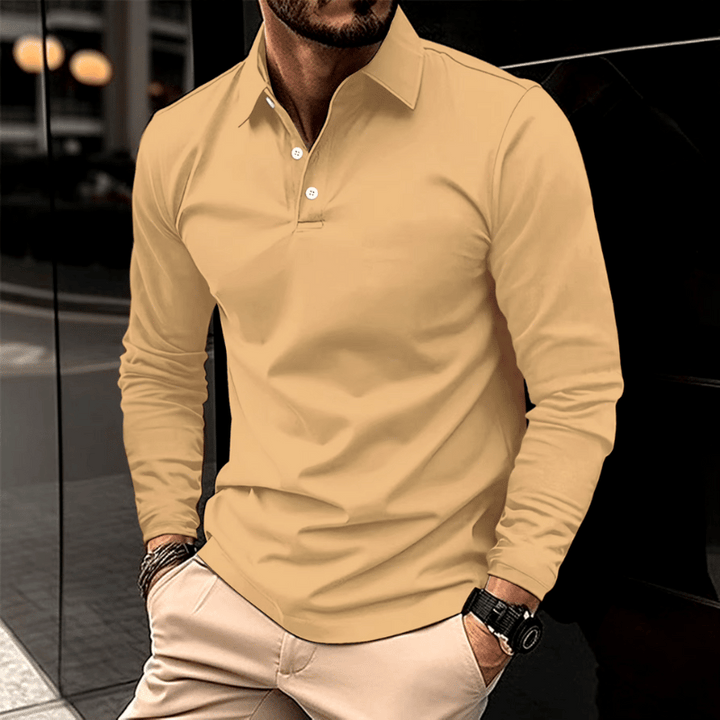 Herren Langarm Polo Klassisch Bequem