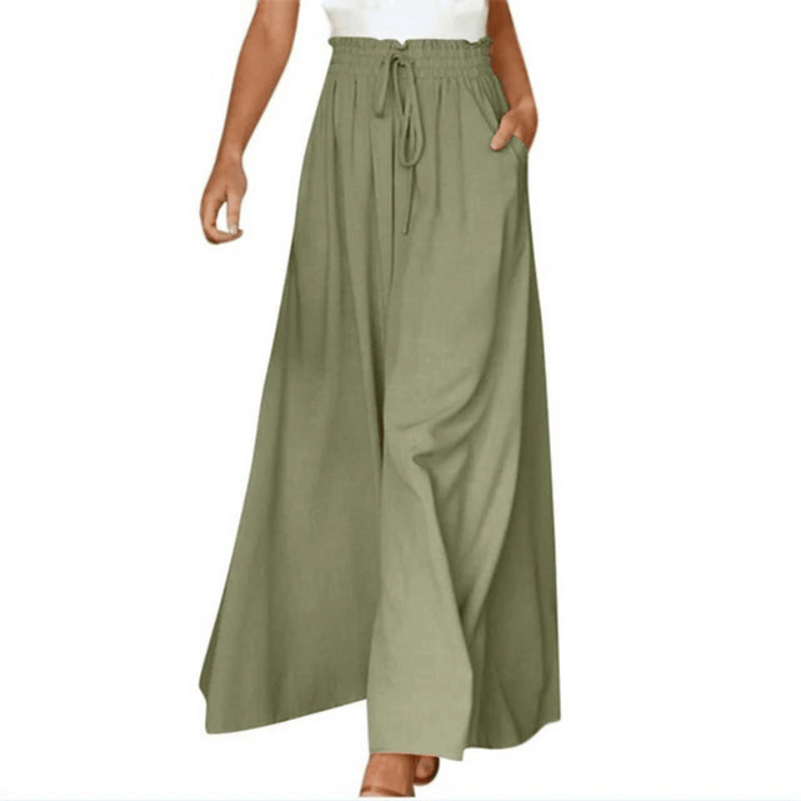 Fließende Damen-Leinenhose mit weitem Bein