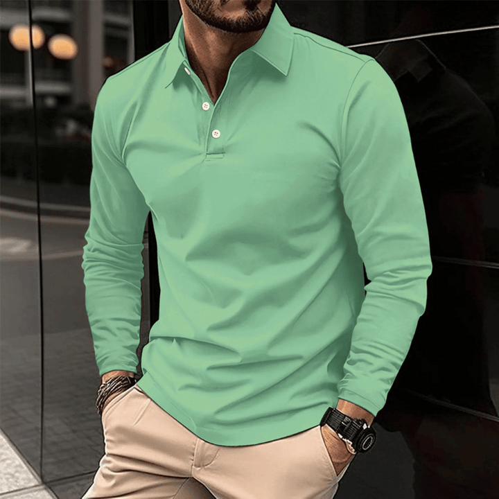 Herren Langarm Polo Klassisch Bequem