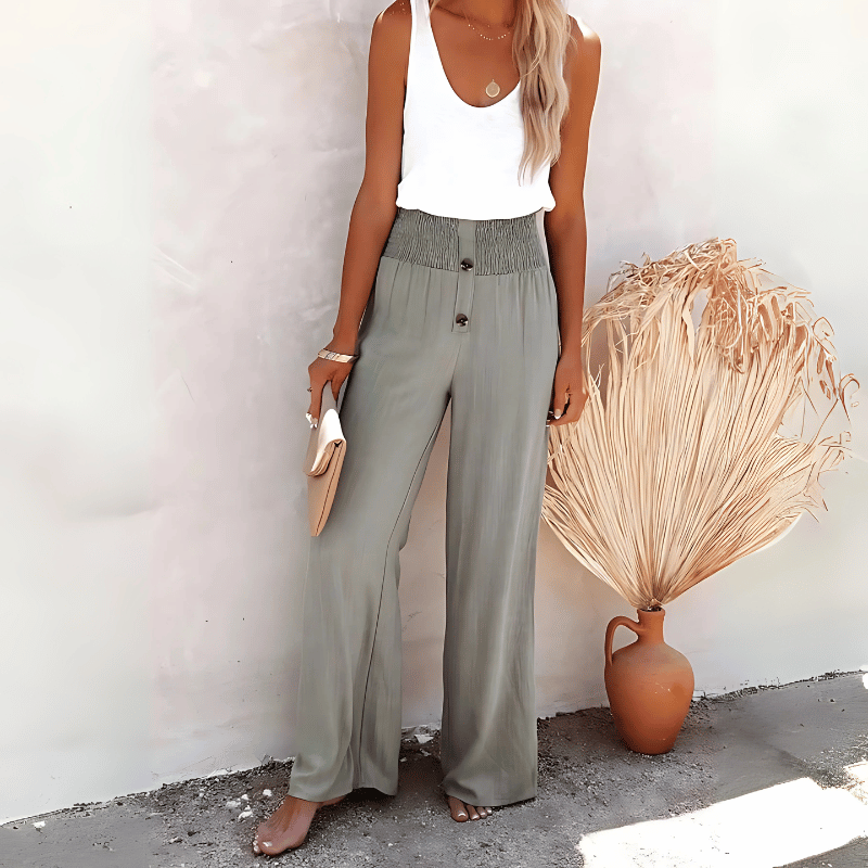 Luftige Leinenhose mit weitem Bein für Damen