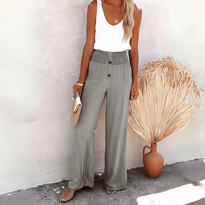 Luftige Leinenhose mit weitem Bein für Damen