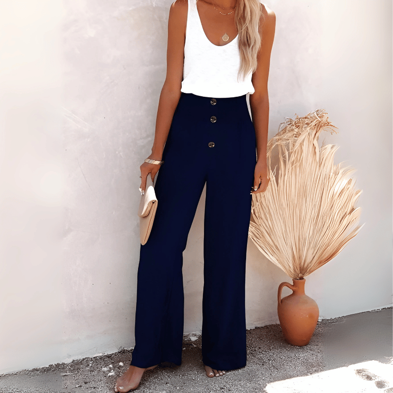 Luftige Leinenhose mit weitem Bein für Damen