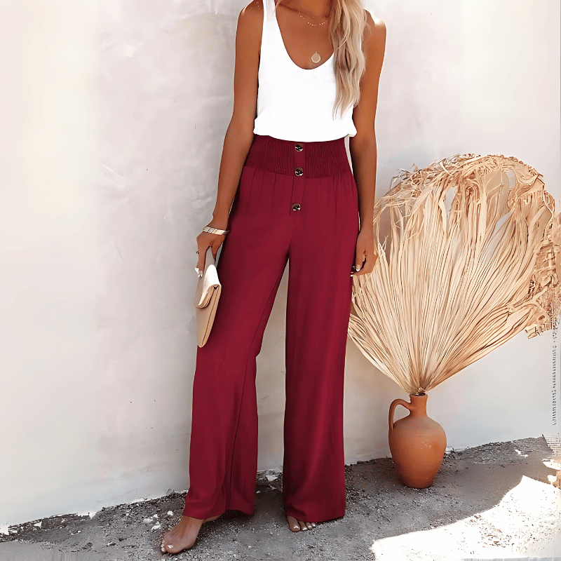 Luftige Leinenhose mit weitem Bein für Damen