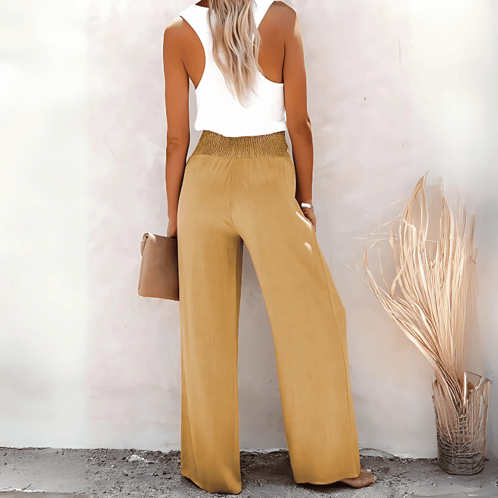 Luftige Leinenhose mit weitem Bein für Damen