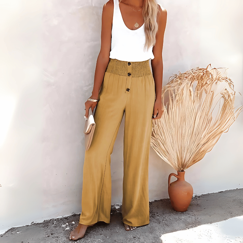 Luftige Leinenhose mit weitem Bein für Damen