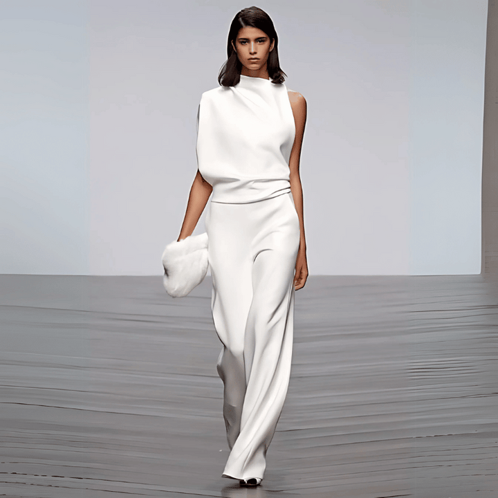 Eleganter Jumpsuit mit weitem Bein und offenem Rücken für Damen