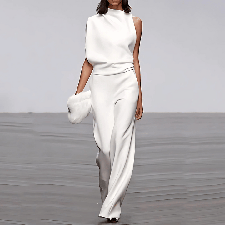 Eleganter Jumpsuit mit weitem Bein und offenem Rücken für Damen
