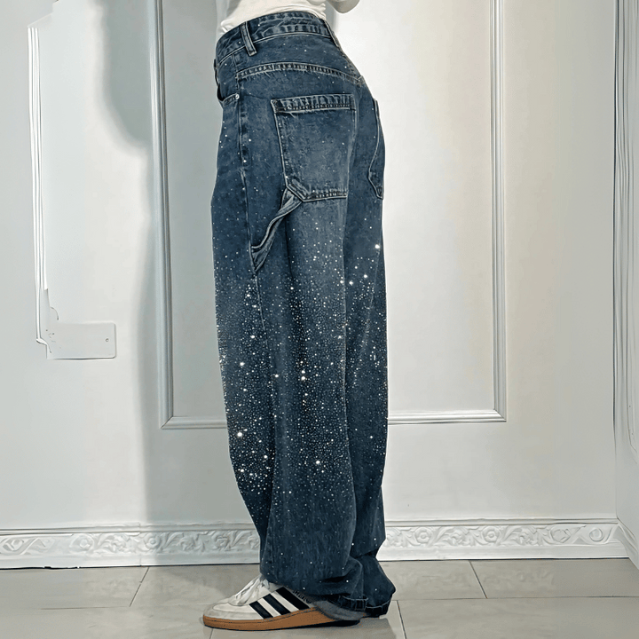 Trendige weite Jeans mit Glanz für Frauen