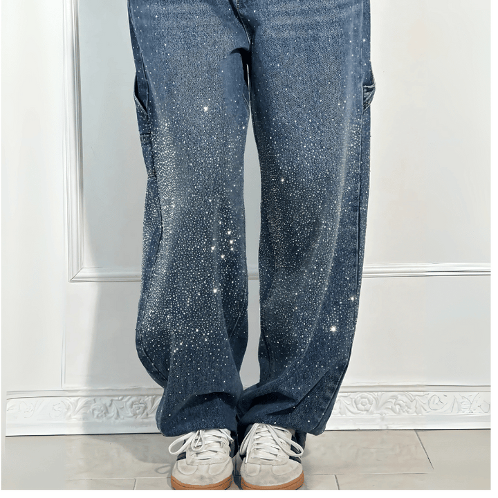 Trendige weite Jeans mit Glanz für Frauen