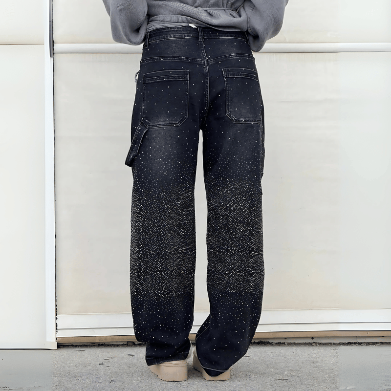 Trendige weite Jeans mit Glanz für Frauen