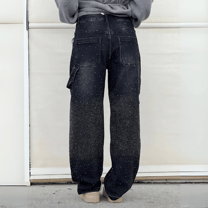 Trendige weite Jeans mit Glanz für Frauen