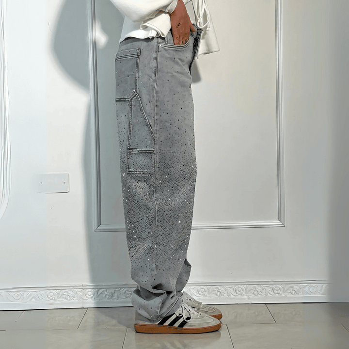 Trendige weite Jeans mit Glanz für Frauen