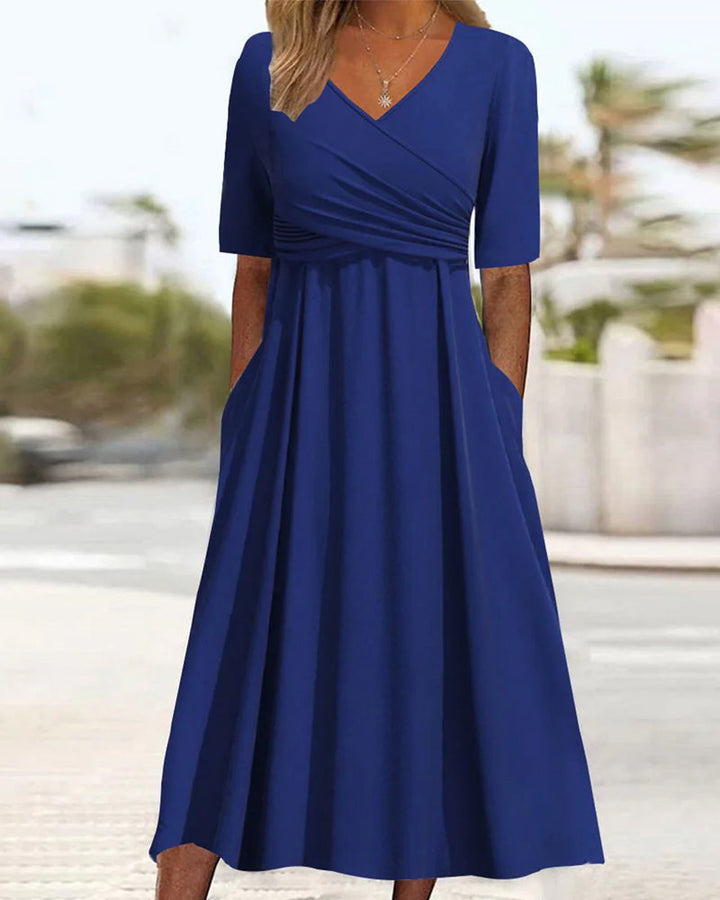 Linea | Damen Midikleid mit V-Ausschnitt mit Taschen | Mühelos